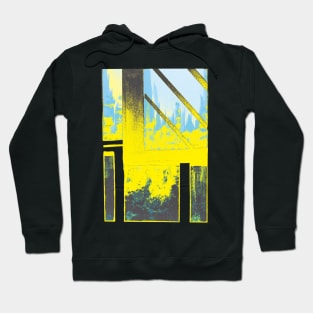 Yellow and Aqua Explosion Cityscape Hoodie